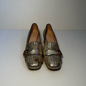 Gucci Gold Marmont Platino Fringe Leather Pumps